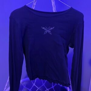 hollister butterfly bedazzled long sleeve
